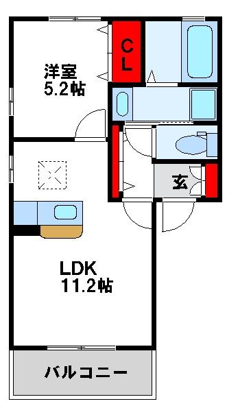 ボヌールアンドゥロワ　Ｂ棟 105号室 間取り