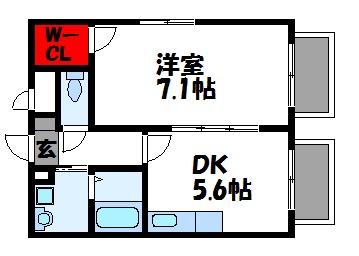 アムールKANKI 102号室 間取り