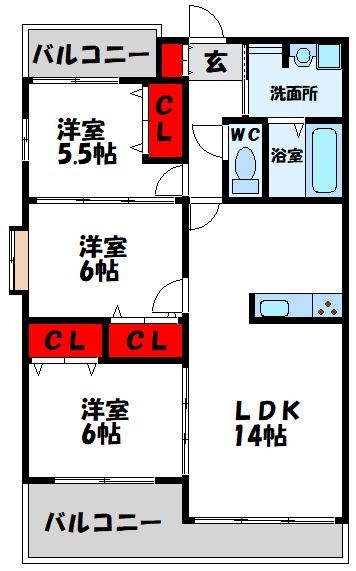 福岡県遠賀郡遠賀町今古賀 間取り