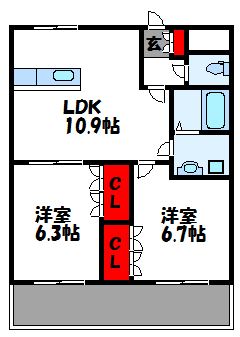 グランドビューFukutsu  203号室 間取り