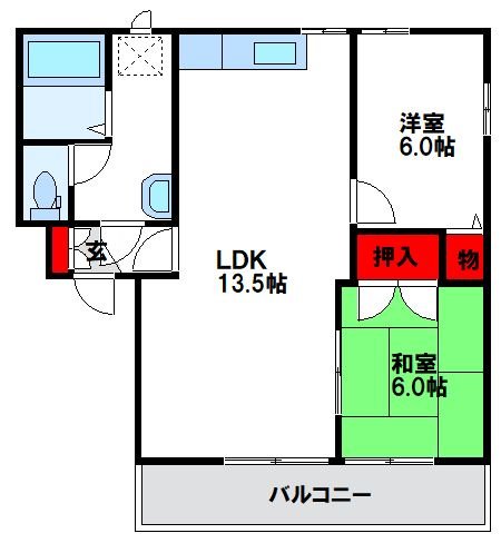 恵愛の里 Ｂ102号室 間取り