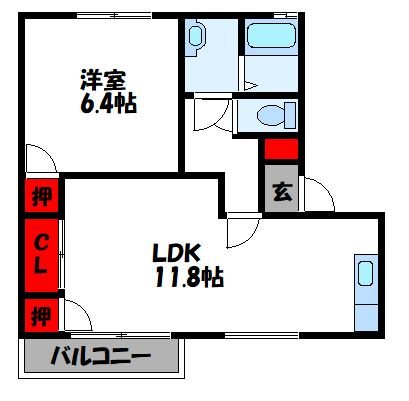 フレグランス宮司B棟   202号室 間取り