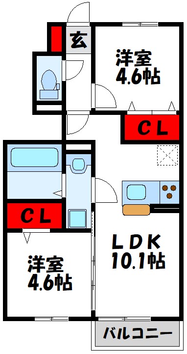 リバーフィールド 206号室 間取り