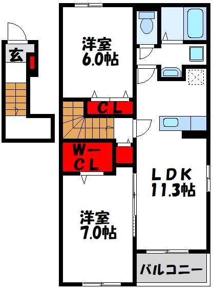 プラージュ　C 202号室 間取り