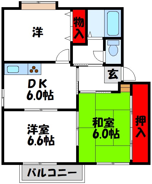 ヒルズ赤間B棟 間取り