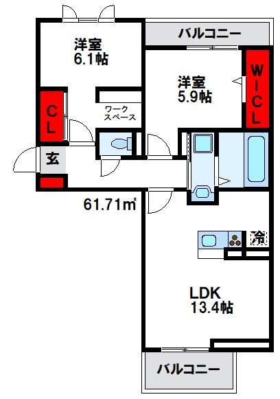 スターブル日蒔野 301号室 間取り