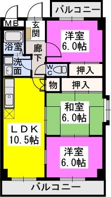 コムフォート原３ 401号室 間取り