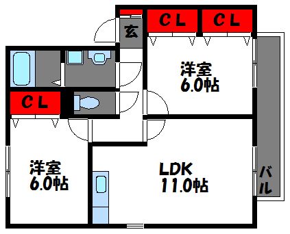 レークビュー美和台 203号室 間取り
