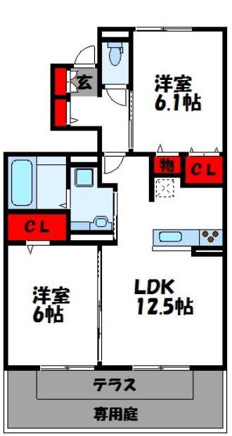 パークサイドタウンC棟   103号室 間取り