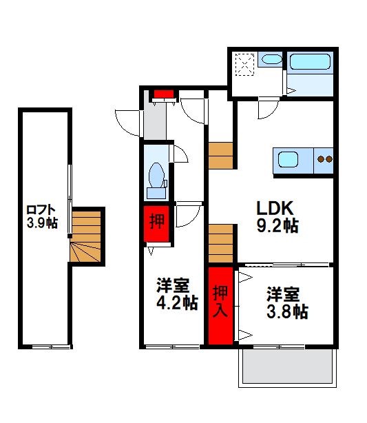 メゾンソレイユ3  201号室 間取り