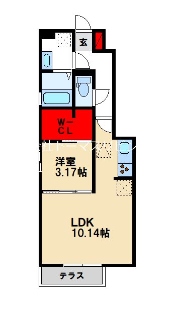 ラフィネ三沢 105号室 間取り