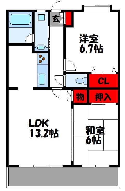 バニーメドー弐番館 506号室 間取り