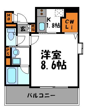 アクタス薬院Ⅲ 1204号室 間取り