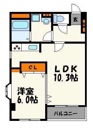 ルピエ警固 202号室 間取り