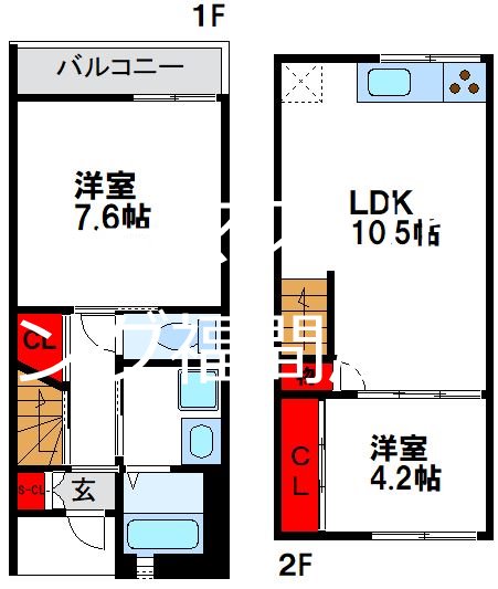 Rizエクリュ オーブ  B7号室 間取り