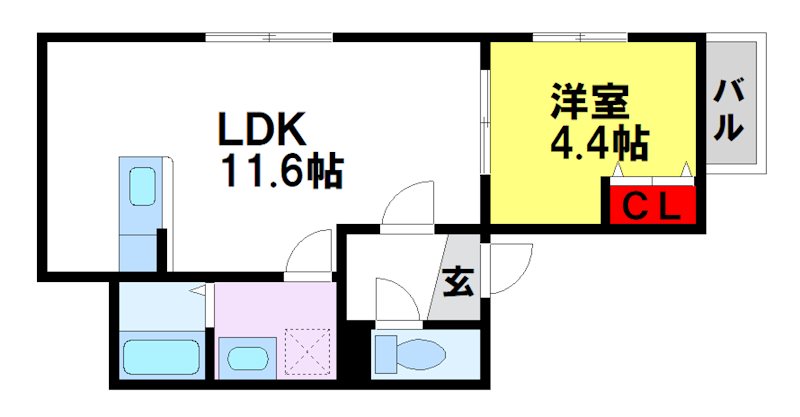 コートスタイル二日市Ⅰ 101B号室 間取り