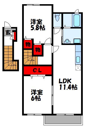 ソーレアロッジオⅡ  204号室 間取り