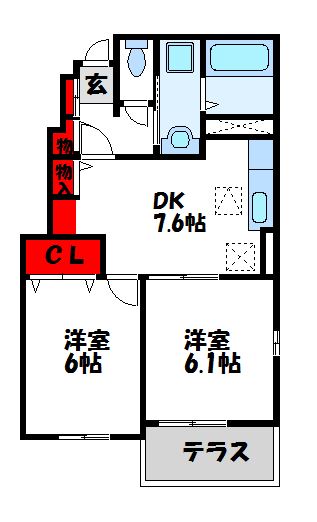 カモミールＤ 102号室 間取り