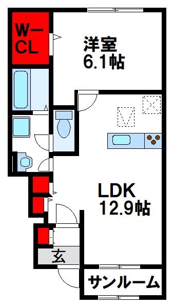 セイル イン 津屋崎 104号室 間取り