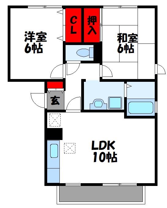 エスポアール18　 A201号室 間取り