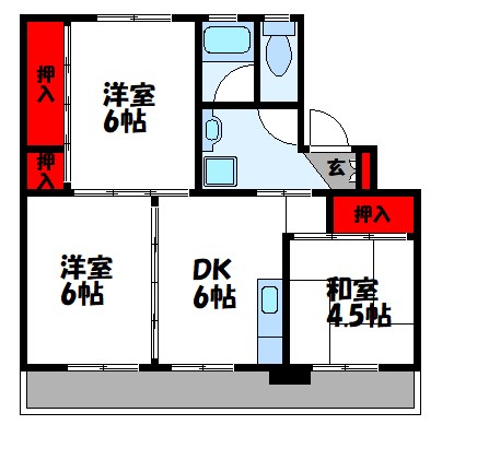 ビレッジハウス伊川　1号棟 間取り図
