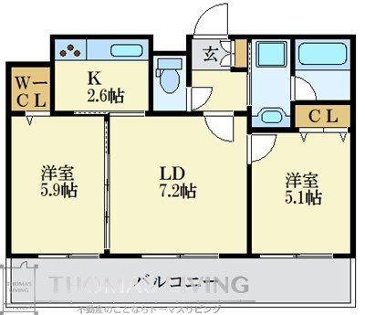 Quintet　Minami　Fukuoka 204号室 間取り