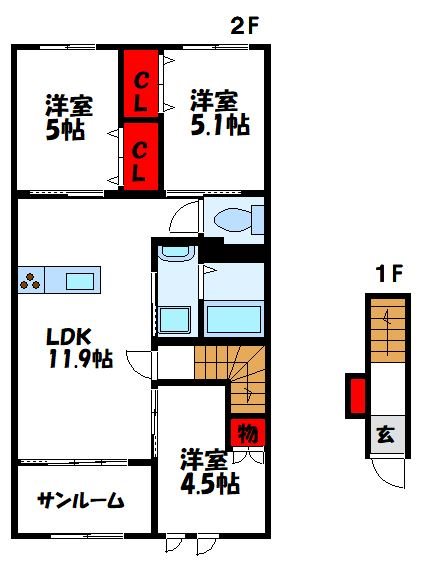 グランプリエ 203号室 間取り