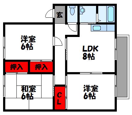 サンヴィレッジ宮司A 201号室 間取り