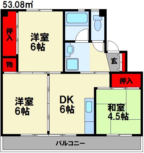 ビレッジハウス頴田　2号棟 間取り図