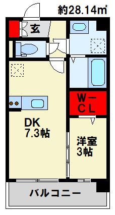 アルティザ春日原駅前クロス 1002号室 間取り