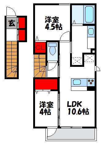 KISHI　HEIGHTS  201号室 間取り