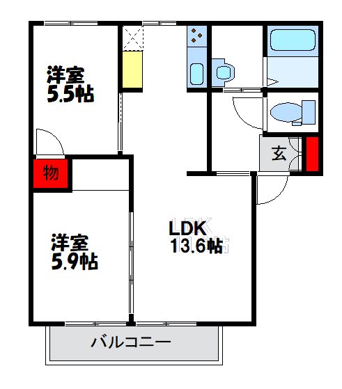 フレグランス高平A棟 201号室 間取り