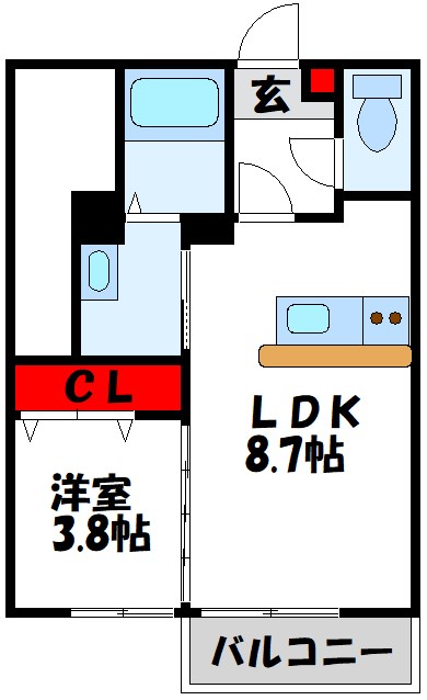 グラン岡垣Ⅰ 102号室 間取り