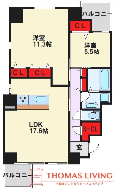 SOLEiL六本松 201号室 間取り