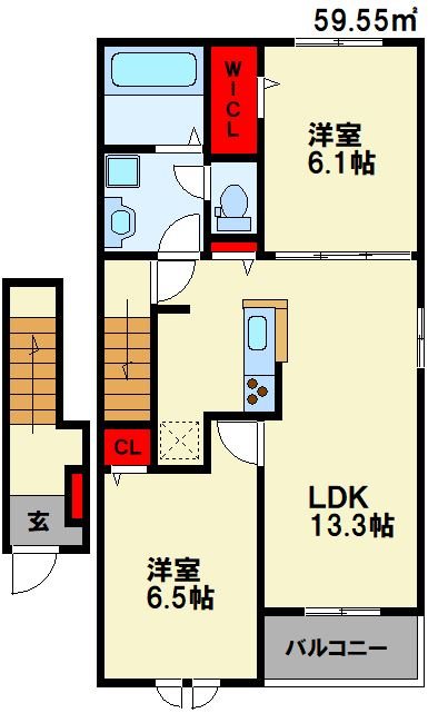 コート・ソレイユ伊川 A 204号室 間取り