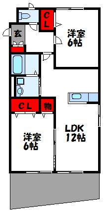 リリーヒルズ　B 205号室 間取り