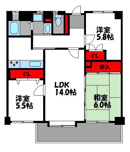 藤和香椎ホームズ 104号室 間取り