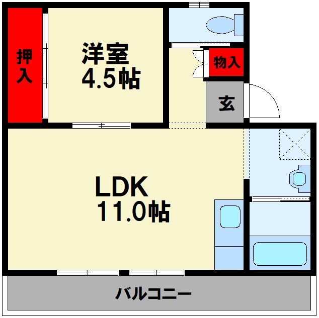 ビレッジハウス飯塚 1号棟 202号室 間取り