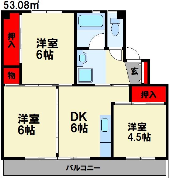 ビレッジハウス伊川　2号棟 305号室 間取り