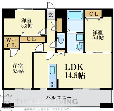 LIBTH下呉服 301号室 間取り