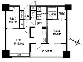 エンクレスト博多PREMIER 1002号室 間取り