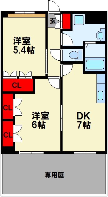 サンライフ花瀬Ⅰ 103号室 間取り