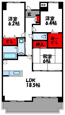 カサグランデⅡ 105号室 間取り