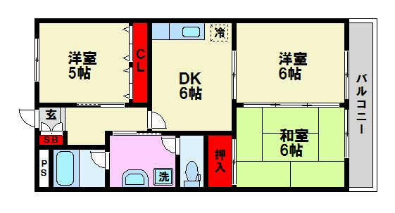 ハイラークやひろ 406号室 間取り