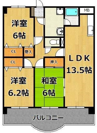 ベルリブール藤 602号室 間取り