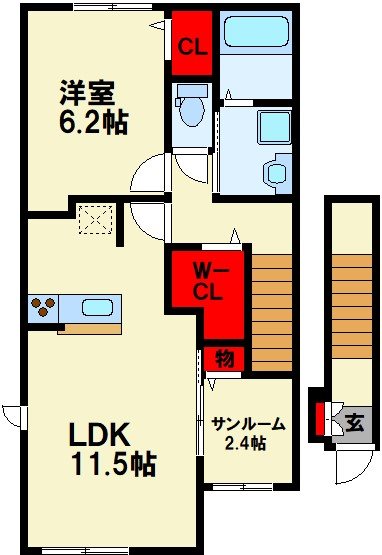 サンベルズ アネックス 204号室 間取り