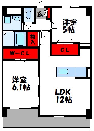 グランヒルズ 202号室 間取り