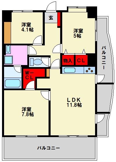 オークピア筑紫丘 1005号室 間取り