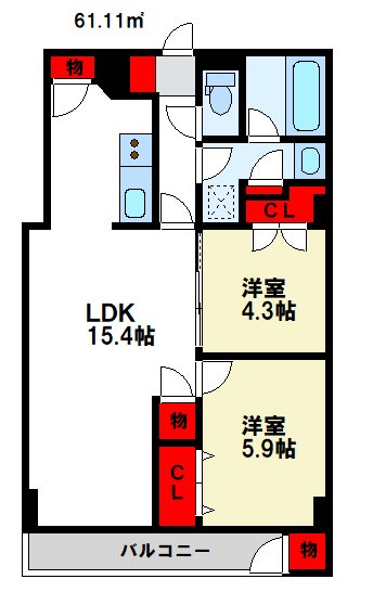 春日原パークマンション 間取り図