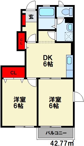 シャンドフルール A 101号室 間取り